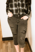 Load image into Gallery viewer, Judy Blue Jean Black Skinny Distressed High Waisted Capris - Athena&#39;s Fashion Boutique

