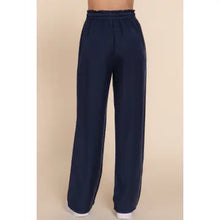 Load image into Gallery viewer, Navy Elastic Waist Tencel Long Pants
