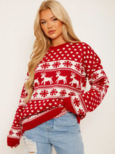 Load image into Gallery viewer, Reindeer Snowflake Knitted Winter Sweater
