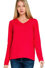 Load image into Gallery viewer, Ruby Cotton V-neck Long Sleeve T-shirt
