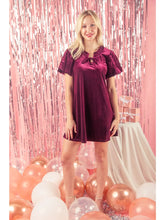 Load image into Gallery viewer, Puff Short Sleeve Velvet Holiday Mini Dress
