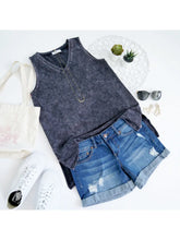 Load image into Gallery viewer, Plus Size Charcoal Mineral Wash Tank Top with Side-Slit 
