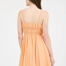 Load image into Gallery viewer, Apricot Front Tie Gathered Waist Sleeveless Mini Dress
