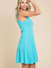 Load image into Gallery viewer, Aqua Tiny Notch Neck Merrow Mini Dress
