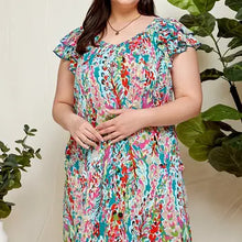 Load image into Gallery viewer, Women&#39;s Plus Size Multi Floral Ruffled Midi Dress with Pockets
