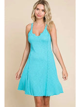 Load image into Gallery viewer, Aqua Tiny Notch Neck Merrow Mini Dress
