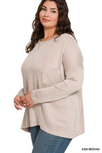 Load image into Gallery viewer, Ash Mocha Ribbed Striped Oversized Long Sleeve Top
