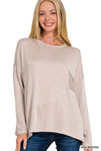 Load image into Gallery viewer, Ash Mocha Ribbed Striped Oversized Long Sleeve Top
