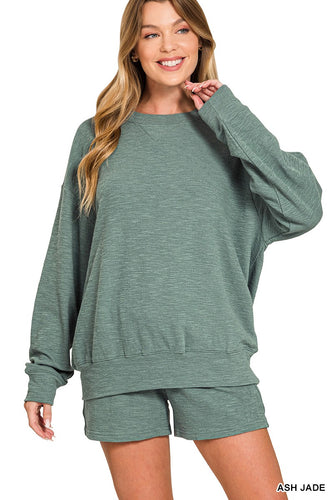 Ash Jade Slub Pullover & Shorts 2pcs Set