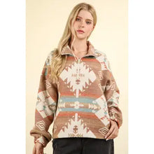 Load image into Gallery viewer, Aztec Printed Henley Woven Pullover Top
