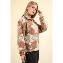 Load image into Gallery viewer, Aztec Printed Henley Woven Pullover Top
