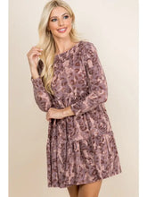 Load image into Gallery viewer, Animal Print Long Sleeve Babydoll Dress
