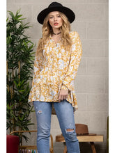 Load image into Gallery viewer, Ivory Floral Print Babydoll Style Longsleeve Top
