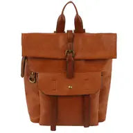 Load image into Gallery viewer, Cognac Laser Cut Flap Backpack - Athena&#39;s Fashion Boutique
