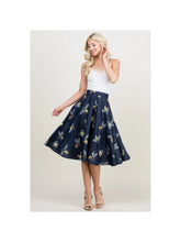 Load image into Gallery viewer, Bee Print Navy Swing Skirt - Athena&#39;s Fashion Boutique
