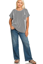 Load image into Gallery viewer, Black and White Plus Raised Rib Front Pocket Boxy Top
