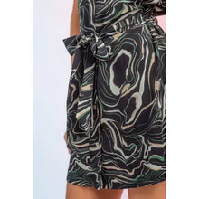 Load image into Gallery viewer, Black Marbled Print Belted Shirt Dress
