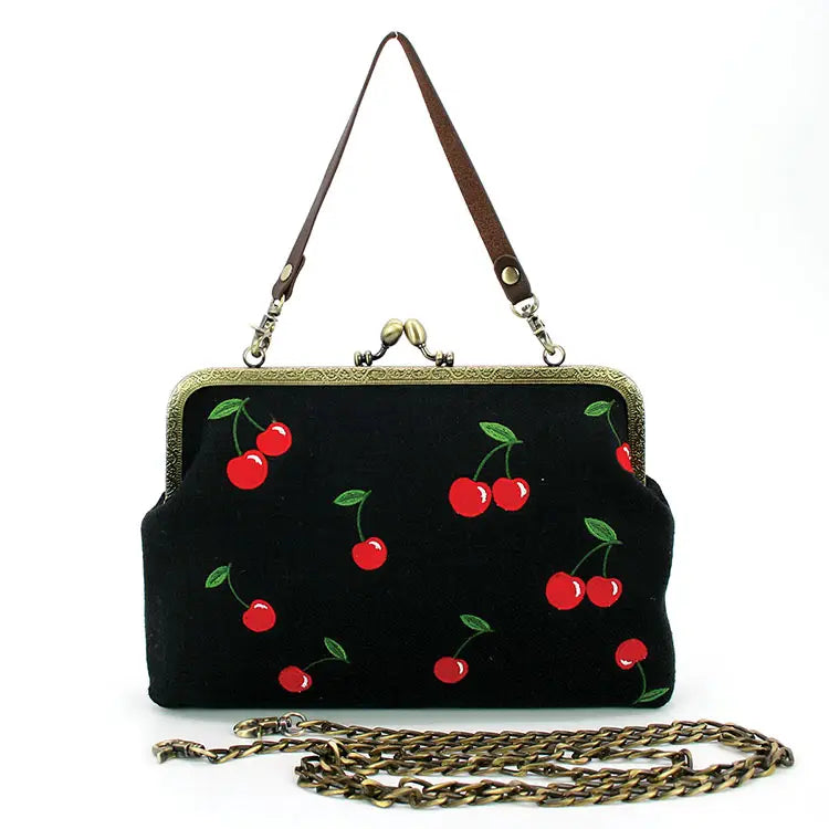 Cherry Kisslock Crossbody Handbag - Athena's Fashion Boutique