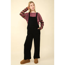 Load image into Gallery viewer, Black Soft Corduroy Straight Leg Overall Jumpsuit
