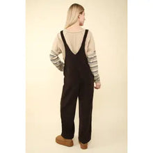 Load image into Gallery viewer, Black Soft Corduroy Straight Leg Overall Jumpsuit
