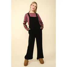 Load image into Gallery viewer, Black Soft Corduroy Straight Leg Overall Jumpsuit
