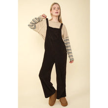 Load image into Gallery viewer, Black Soft Corduroy Straight Leg Overall Jumpsuit
