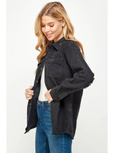 Load image into Gallery viewer, Women&#39;s Black Denim Distressed Jacket - Athena&#39;s Fashion Boutique
