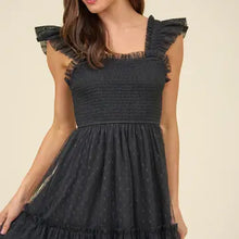 Load image into Gallery viewer, Polka Dot Chiffon Smocked Ruffle Detail Mini Dress
