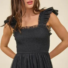 Load image into Gallery viewer, Polka Dot Chiffon Smocked Ruffle Detail Mini Dress
