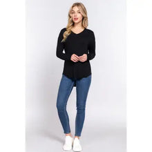 Load image into Gallery viewer, Women&#39;s Black Long Dolman Sleeve V-Neck Rayon Span Jersey Top
