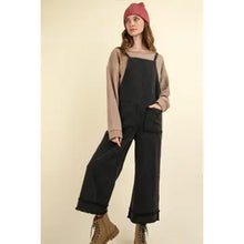 Load image into Gallery viewer, Black Washed Cotton Twill Solid Overalls Jumpsuit
