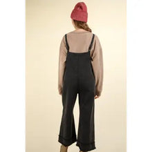 Load image into Gallery viewer, Black Washed Cotton Twill Solid Overalls Jumpsuit
