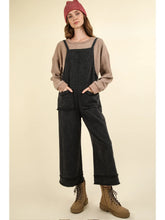 Load image into Gallery viewer, Black Washed Cotton Twill Solid Overalls Jumpsuit
