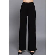 Load image into Gallery viewer, Black One Button Back Elastic Detail Straight Woven Long Pants
