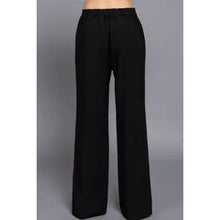 Load image into Gallery viewer, Black One Button Back Elastic Detail Straight Woven Long Pants
