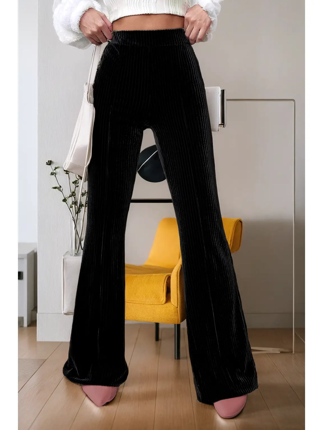 High Waist Flare Velvet Pants - Athena's Fashion Boutique