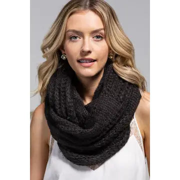 Black Cable Knit Infinity Scarf