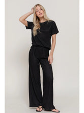 Load image into Gallery viewer, Black Tshirt and Wide Pants Lounge Set
