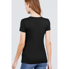 Load image into Gallery viewer, Black Short Sleeve Crew Neck Rayon Spandex Jersey Basic Tshirt
