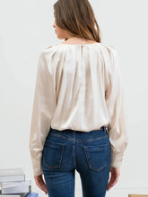 Load image into Gallery viewer, Cream Long Buttoned Bishop Sleeve Top
