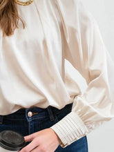 Load image into Gallery viewer, Cream Long Buttoned Bishop Sleeve Top
