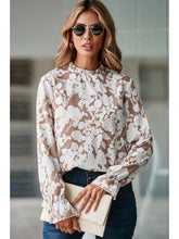 Load image into Gallery viewer, Flaxen Floral Print Frilled Neckline Flounce Sleeve Blouse - Athena&#39;s Fashion Boutique
