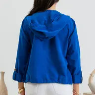 Load image into Gallery viewer, Blue Zipper Button Snap Jacket
