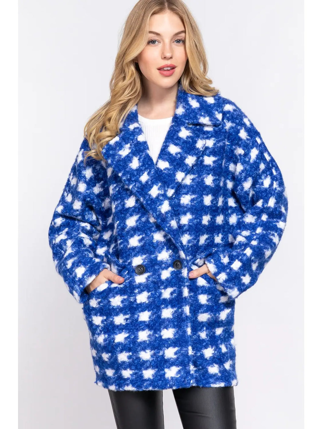 Blue and White Checkered Coat