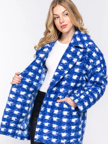 Blue and White Checkered Coat
