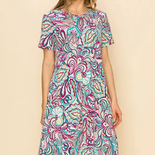 Load image into Gallery viewer, Women&#39;s Paisley Short Sleeve Midi Dress with Pockets
