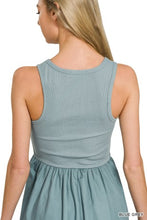 Load image into Gallery viewer, Blue Gray Combined Knit &amp; Woven Dress With Pockets
