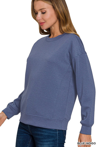Blue Indigo Scuba Round-neck Sweatshirt