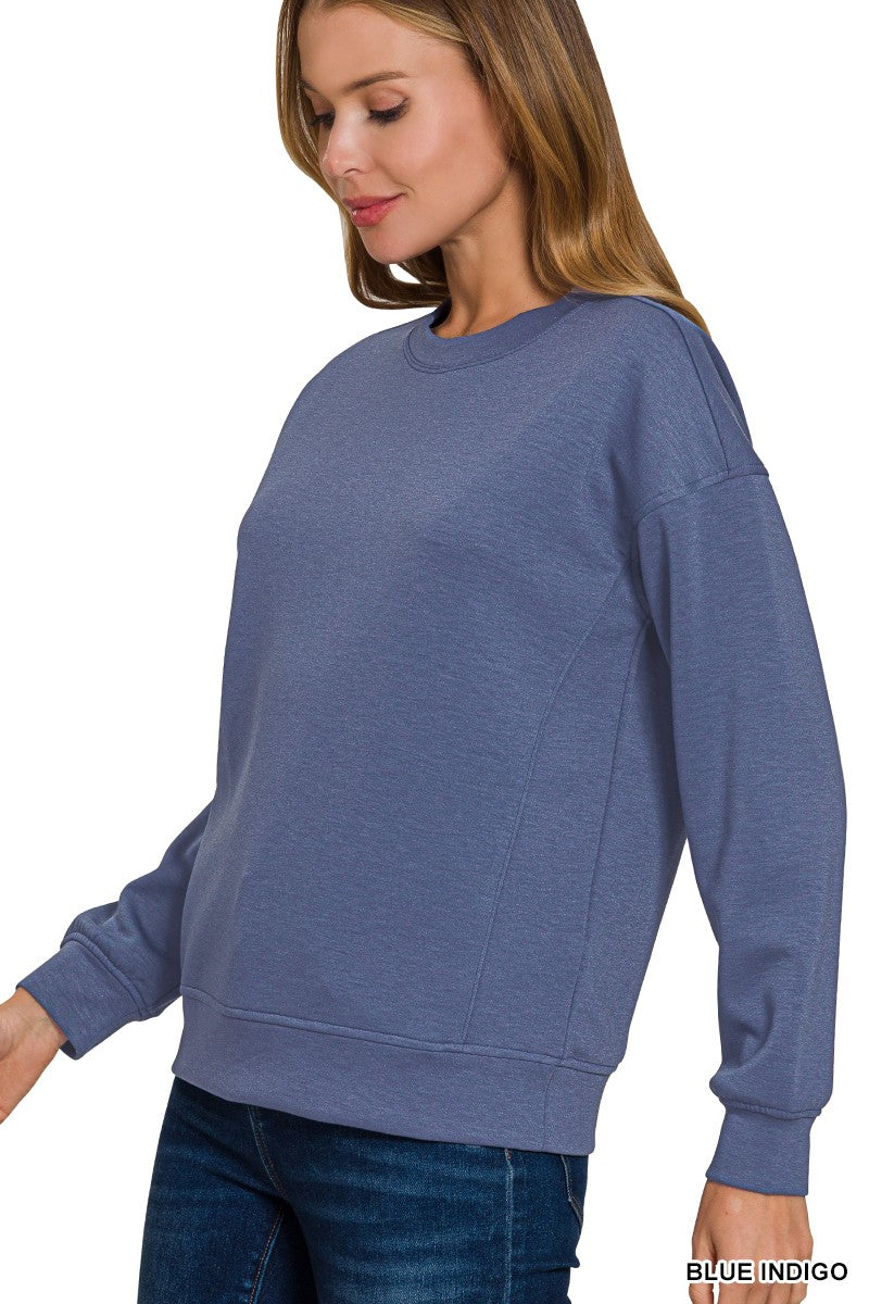 Blue Indigo Scuba Round-neck Sweatshirt