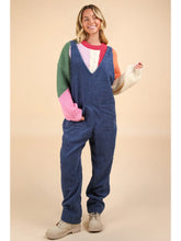 Load image into Gallery viewer, Denim Blue Cozy Soft Corduroy Overalls
